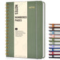 Lined Spiral Journal Notebook, A5 Hardcover Spiral Journals for Women Men, 150 Numbered Pages Spiral Bound Notebook, 100 GSM College Ruled Notebooks for Work, Note Taking 5.75" x 8.38", Olive Green