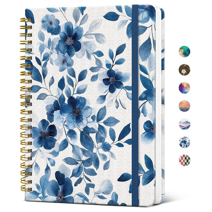 Taja Pretty Spiral Journal for Women, Lined Hardcover Notebook, 6" x 8"