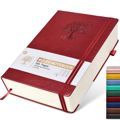 Lined Journal Notebook -365 Pages A5 Thick Journals for Writing Ruled Notebook, Hardcover Leather Journal for Women Men Daily Journal Notebook for Work, Note Taking, 100Gsm Lined Paper( 5.75'' X 8.38'' Green)
