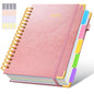 Hardcover Spiral Notebook journal with Removable Dividers Tabs, 300 Pages Leather 5 Subject Notebook College Ruled, 8"x10" Large B5 Notebooks for Work School Note taking, Lined Journal for Women,Pink