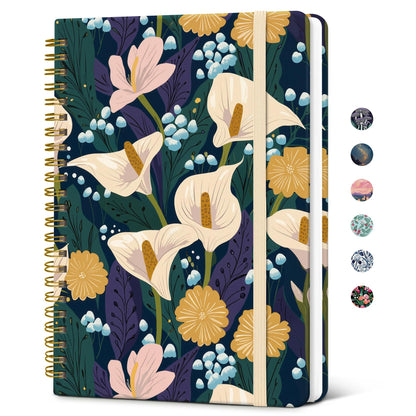 Taja Lined Spiral Journal Notebook for Women, Pretty College Ruled Notebook for Work & Note Taking, A5 Hardcover Journal for Writing, Cute Aesthetic 140 Pages, Butterfly