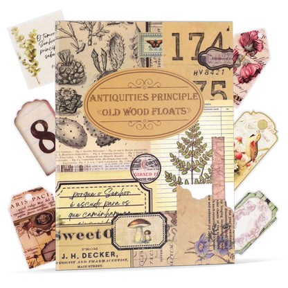 103PCS Vintage Scrapbook Stickers Book Scrap Book Stickers for Scrapbooking, Junk Journal Sticker Book Supplies Transparent Clear Flower Floral Sticker Big Small Scrapbook Supplies Kids (Burnt Paper)