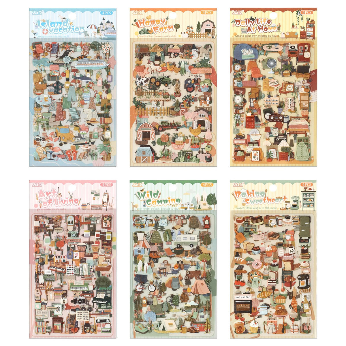 Life's Little Scenes Series Sticker Scrapbooking Supplies for Junk Journal, 24 Sheets PET Stickers - Vintage Journaling Stickers