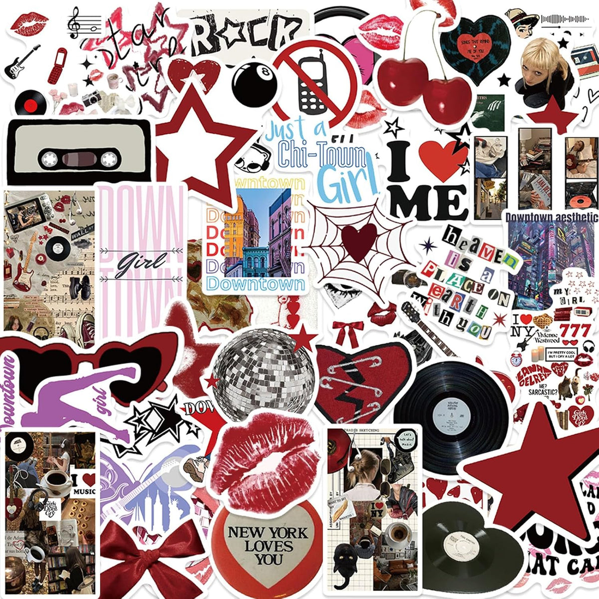 Aesthetic Downtown Girls Stickers Pack Trendy Y2K Stickers(50)