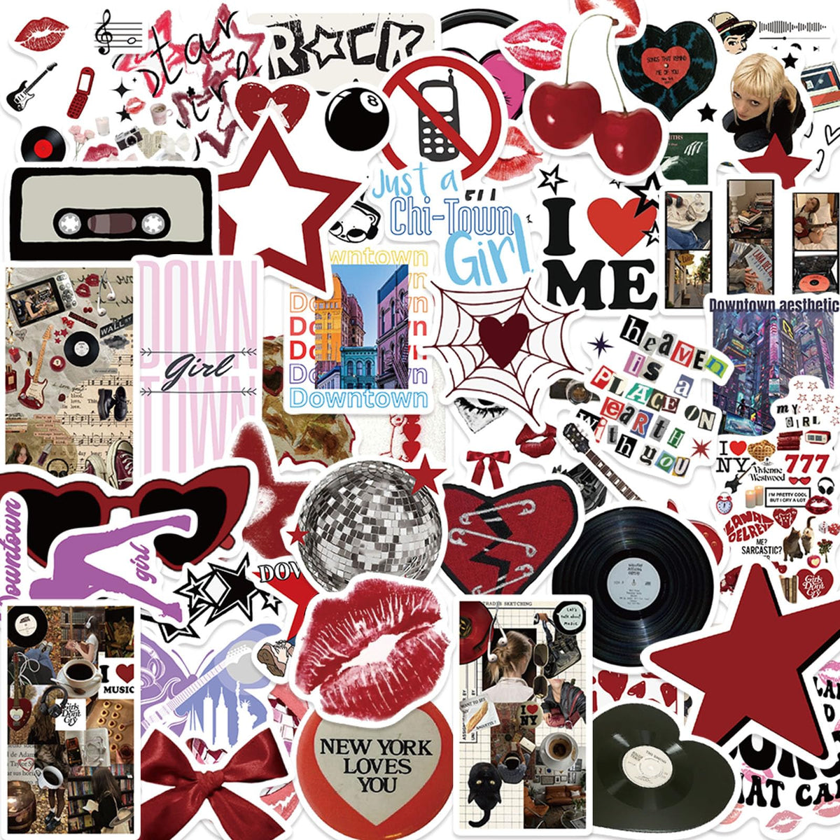 Aesthetic Downtown Girls Stickers Pack Trendy Y2K Stickers(50)