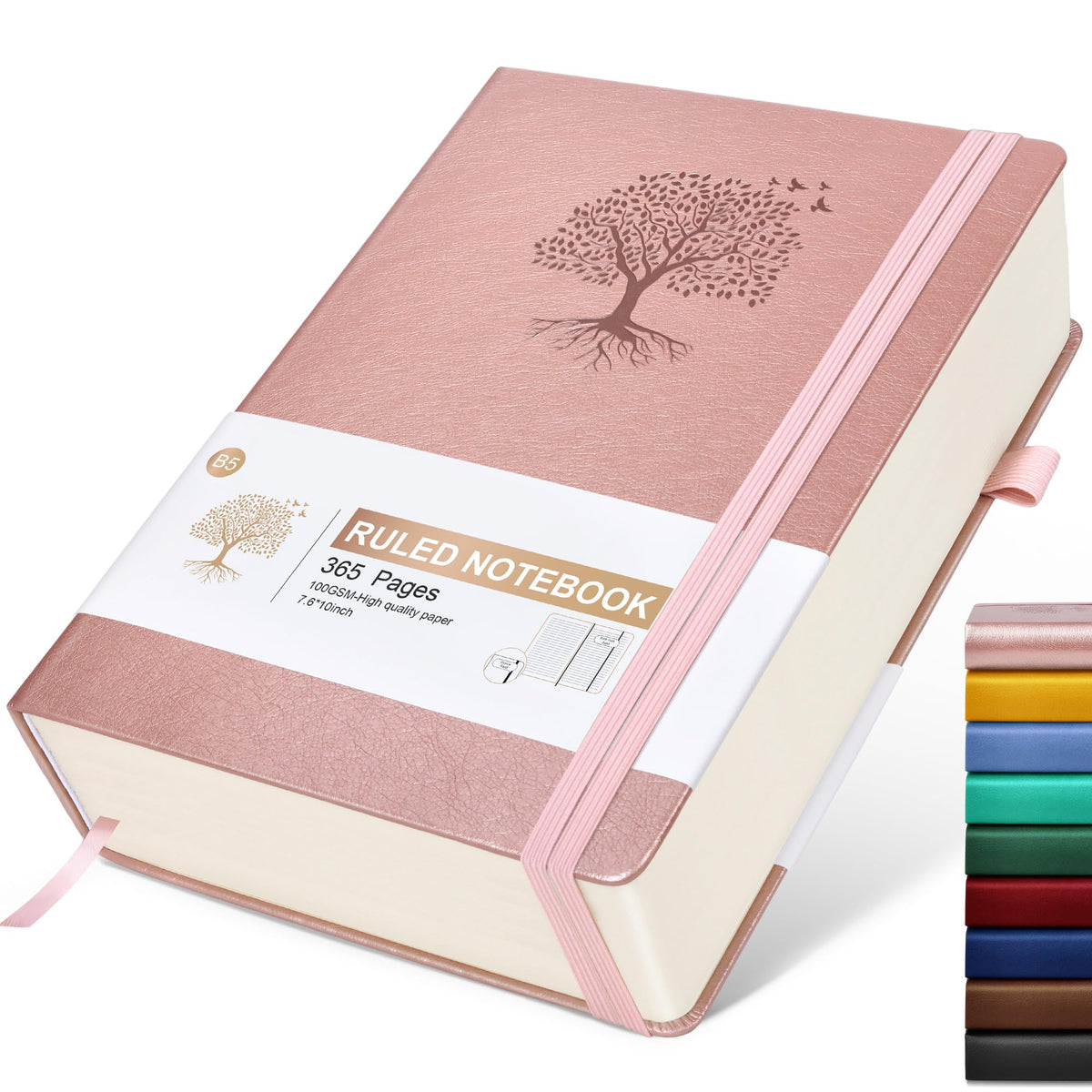 Lined Journal Notebook -365 Pages A5 Thick Journals for Writing Ruled Notebook, Hardcover Leather Journal for Women Men Daily Journal Notebook for Work, Note Taking, 100Gsm Lined Paper( 5.75'' X 8.38'' Green)