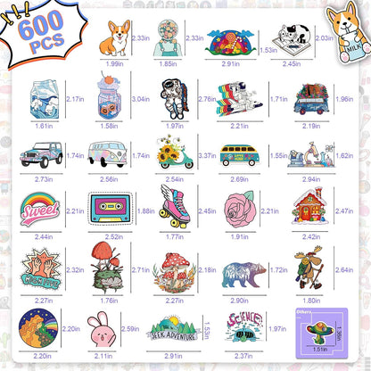 Arme Cute Stickers Bulk, Waterproof Stickers for Water Bottles Pack 600PCS