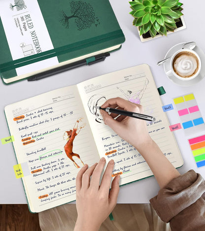 Lined Journal Notebook -365 Pages A5 Thick Journals for Writing Ruled Notebook, Hardcover Leather Journal for Women Men Daily Journal Notebook for Work, Note Taking, 100Gsm Lined Paper( 5.75'' X 8.38'' Green)