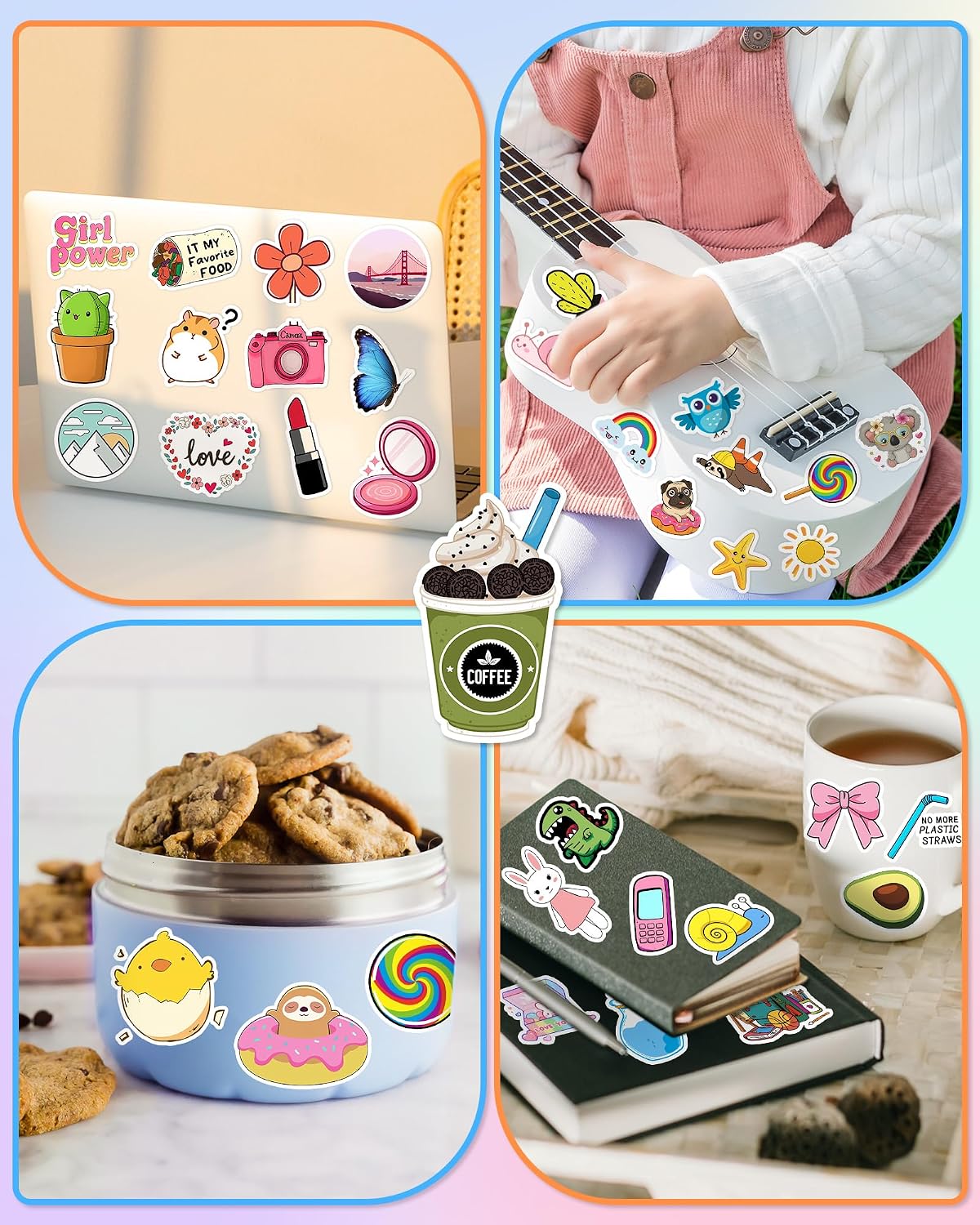 300 Pcs Stickers for Kids, Cute Vinyl Waterproof Stickers for Water Bottle