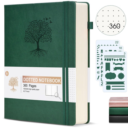 Lined Journal Notebook -365 Pages A5 Thick Journals for Writing Ruled Notebook, Hardcover Leather Journal for Women Men Daily Journal Notebook for Work, Note Taking, 100Gsm Lined Paper( 5.75'' X 8.38'' Green)