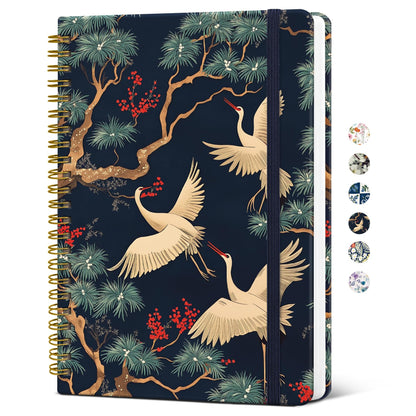 Taja Spiral Lined Journal for Women, Pretty Hardcover Journal Notebook, A5