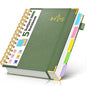 5 Subject Spiral Notebook Journal with Removable Dividers Tabs, 300 Pages Organizer Notebooks for Work School, 8"x10" Hardcover Leather Notebook College Ruled, Large Lined Journal for Women Men,Green