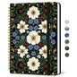 Taja Lined Spiral Journal Notebook for Women, Pretty College Ruled Notebook for Work & Note Taking, A5 Hardcover Journal for Writing, Cute Aesthetic 140 Pages, Midnight Bloom