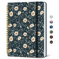 Taja Lined Spiral Journal Notebook for Women, Pretty College Ruled Notebook for Work & Note Taking, A5 Hardcover Journal for Writing, Cute Aesthetic 140 Pages, Midnight Bloom