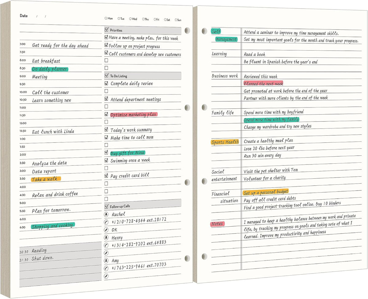 EMSHOI Undated Hourly Daily Planner, 240 Pages, A4 Size (9.2" x 12")