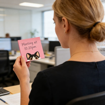 Cat-Themed Sticky Notes Suitable for Office & - Reusable No Residue Memo Pads with Strong Stickiness, Square Cat Paper Notes for Journals, Planners, Desktop Decor, Bookmark Index & Schedules (Cute Tab Markers)