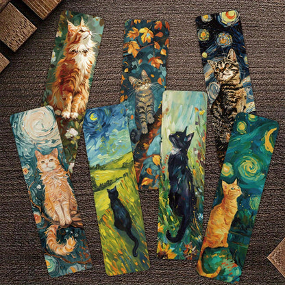 30pcs oil painting cats themed non-repeating delicate bookmarks for holiday gift Back to school book decorative cards reading label Stationery Gifts for Book Club Reader Writers Book Lovers Students
