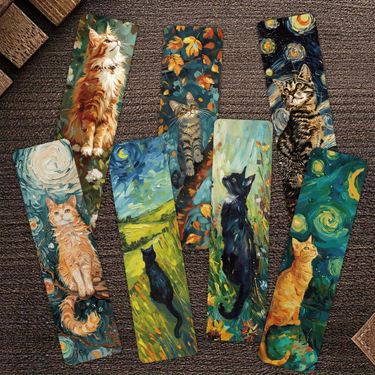 30pcs oil painting cats themed non-repeating delicate bookmarks for holiday gift Back to school book decorative cards reading label Stationery Gifts for Book Club Reader Writers Book Lovers Students