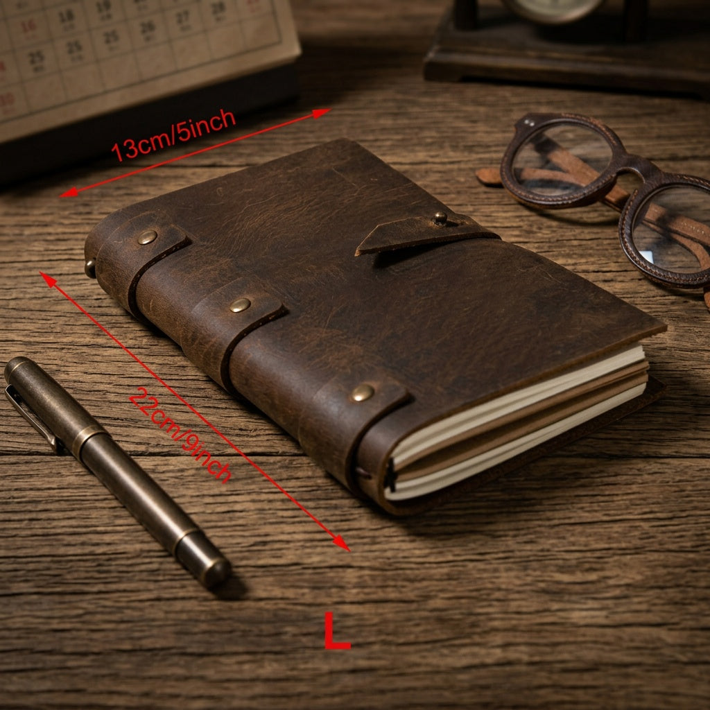 Denim Style High-End Top Layer Crazy Horse Leather Notebook