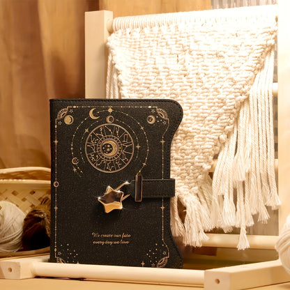 Journal with Pen Lock Key, Creative Gift Is Suitable for Men And Women, 360-page Ladies B6 Replaceable Inner Core Notebook-perfect Writing Record Secret Hand Account, Starry Sky Moon Design