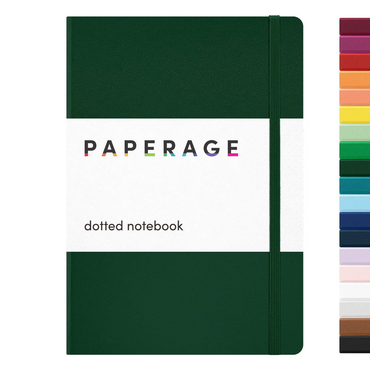 PAPERAGE Thread Bound Dotted Page Hardcover Bullet Journal Notebook - Faux Leather Cover, 100GSM Penready Thick Paper, 160 Pages, 5.6"x8" Portable, Elastic Band, Inner Pocket, Sticker Labels, Blank Journal, Office Stationery for Students