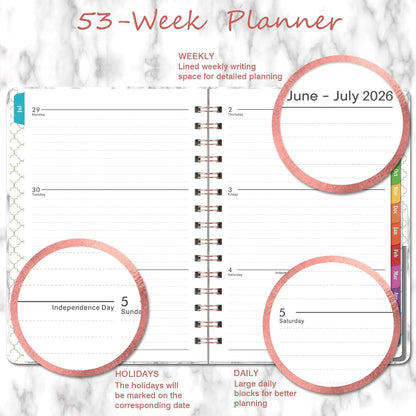 2026-2027 Planner - Academic Planner Weekly and Monthly, July 2026 - June 2027 for 12 Months, 8.43" x 6.3", Planners 2026-2027 Weekly and Monthly with Tabs, Pocket