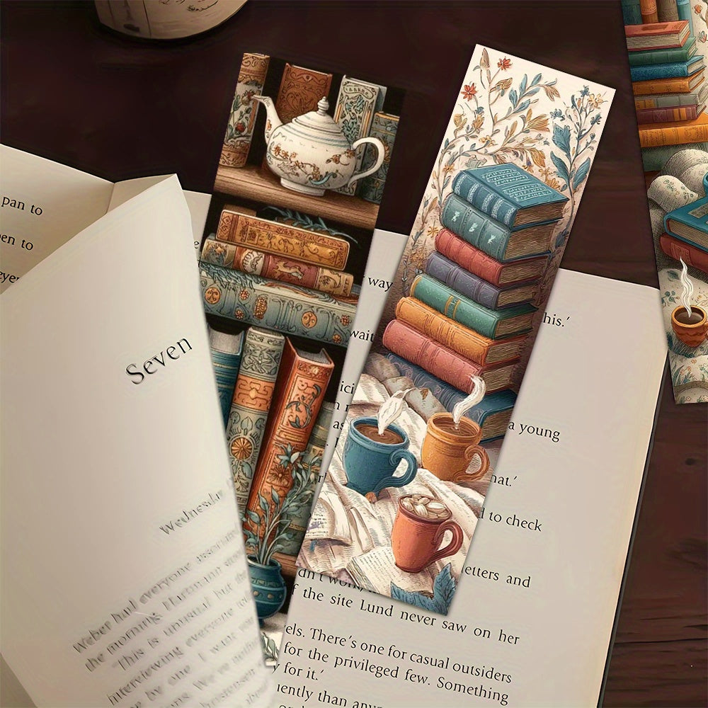 A Set of 32 Vintage Book-Themed Bookmarks, Featuring a Retro Coffee And Teapot Design That Adds a Lively Touch to Your Pages. Each Bookmark Is Unique And Beautifully Crafted