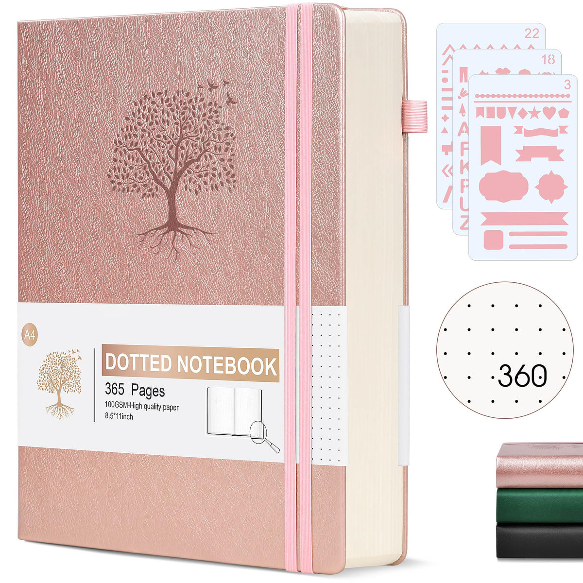Lined Journal Notebook -365 Pages A5 Thick Journals for Writing Ruled Notebook, Hardcover Leather Journal for Women Men Daily Journal Notebook for Work, Note Taking, 100Gsm Lined Paper( 5.75'' X 8.38'' Green)
