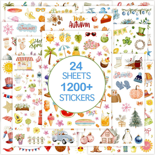 Slapaflife Planner Stickers (24 Page, 1000+ Stickers, Multicolor, Paper, Vintage Style, Holiday & Seasonal Themed, Planner & Scrapbook Accessories)