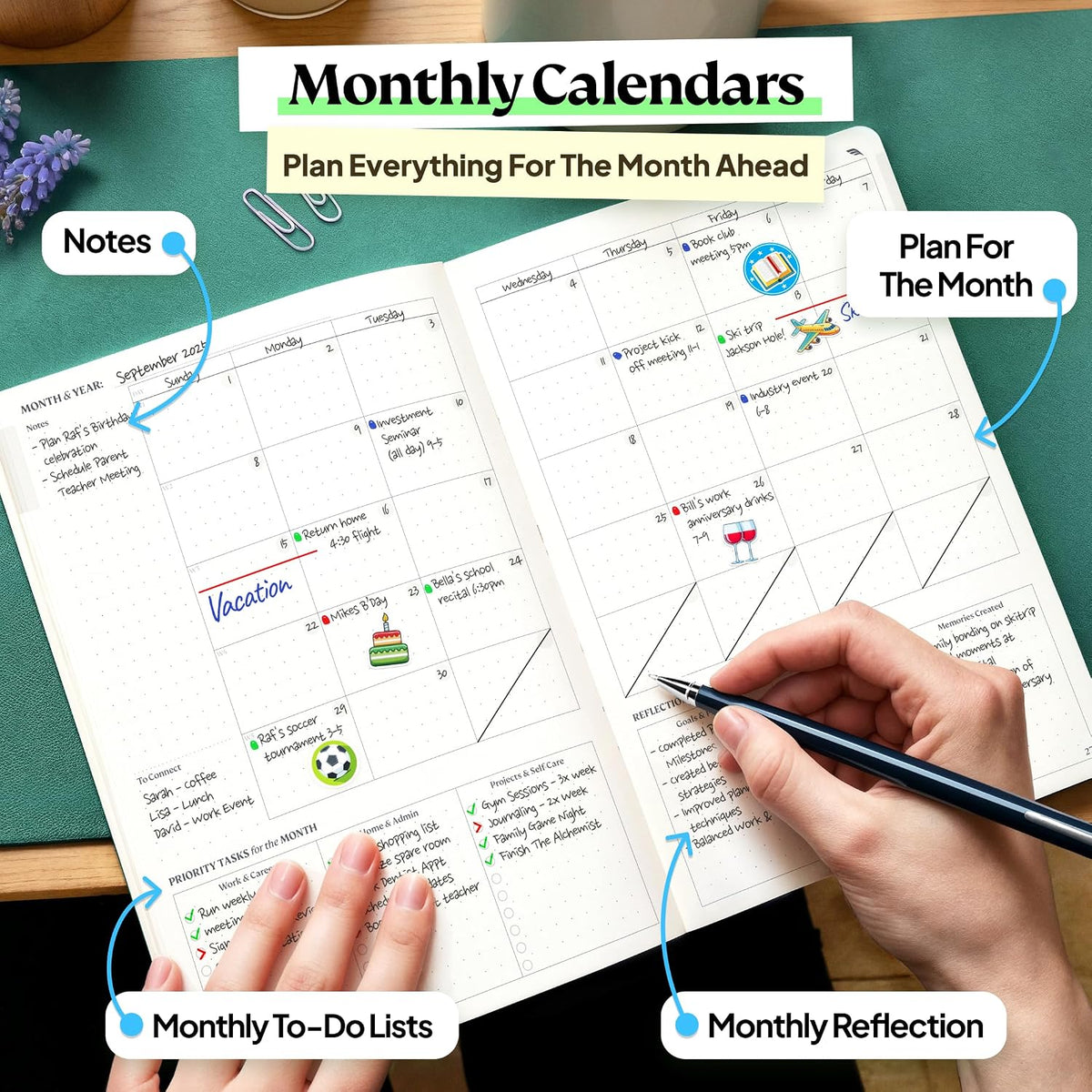 Roterunner Purpose Planner Notebook A5 5.8”x8.3” Undated 2026 Daily Weekly and Monthly Productivity Goal Setting Tool for Work Home ADHD Planner for Adults Self Care Journal (Tan Hardcover)