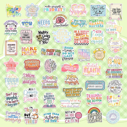 300 PCS Mental Health Stickers, Vinyl Therapy Stickers for Mental Health Journal, Positive Quote Decals for Adult, Therapist Gifts, Journals, Laptops, Water Bottles