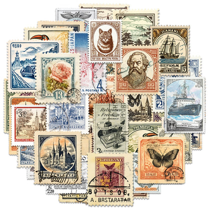 PRSTINCOL Vintage Journaling Stickers,Scrapbook Supplies for Planners,100Pcs Junk Journal Supplies with Antique Map Prints, Distressed Edges for Teenagers Adults