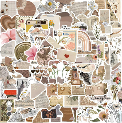 120 Pcs Vintage Aesthetic Stickers, Scrapbook Supplies