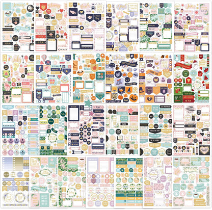 Aesthetic Greenery Planner Stickers - 1100+ Gold Foil Monthly Designs