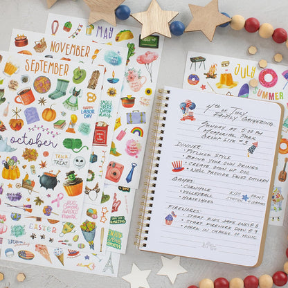 Aesthetic Monthly Planner Stickers - Holiday Sticker Set for Your Calendar