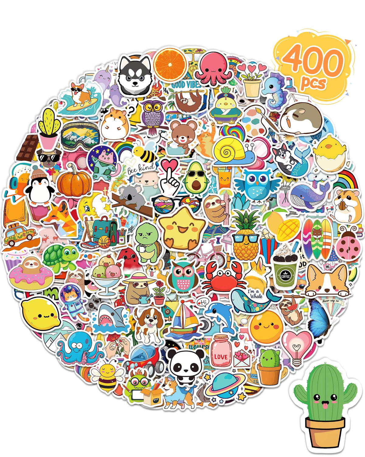 300 Pcs Stickers for Kids, Cute Vinyl Waterproof Stickers for Water Bottle