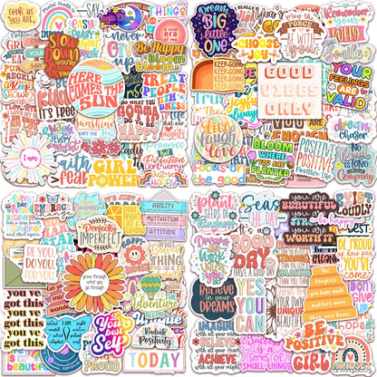 300PCS Affirmation Stickers by Puraesla - Holographic Motivational Sticker Pack, Positive Journal Encouraging Shiny Quotes for Kids, Teachers, Classroom, Waterproof Scrapbook Supplies