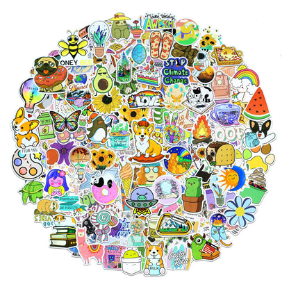 200 Pcs Cute Aesthetic Water Bottle Stickers for Kids, Waterproof Vinyl