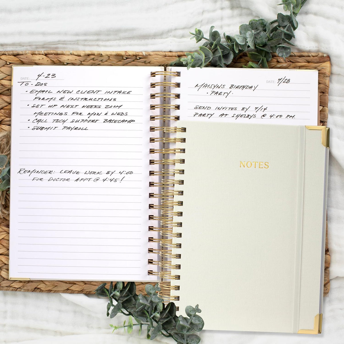 Aesthetic Thick Spiral Notebook Journal For Women in B5 - Linen Hardcover