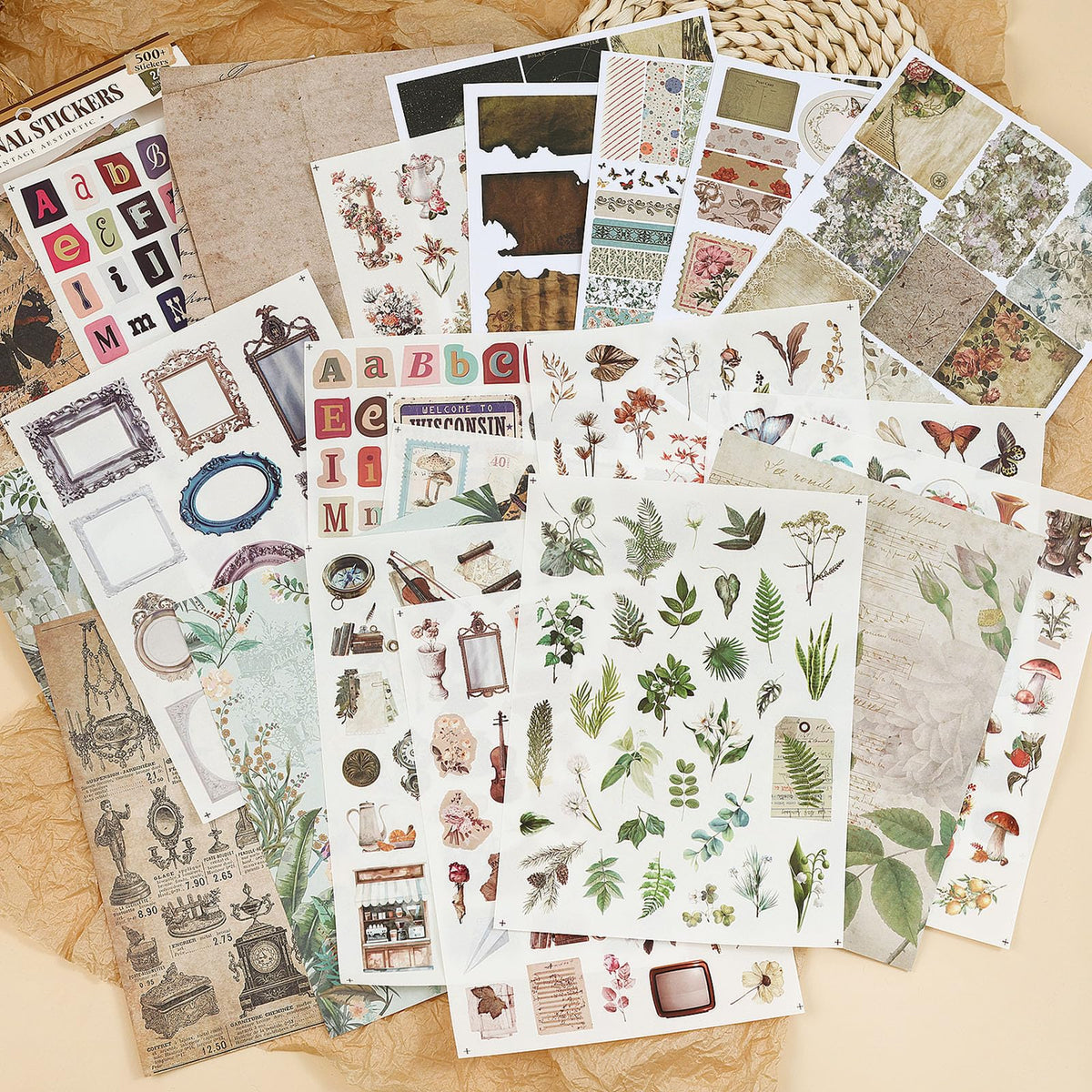 Transparent Flora Scrapbook Stickers Aesthetic Flowers Stickers(50)