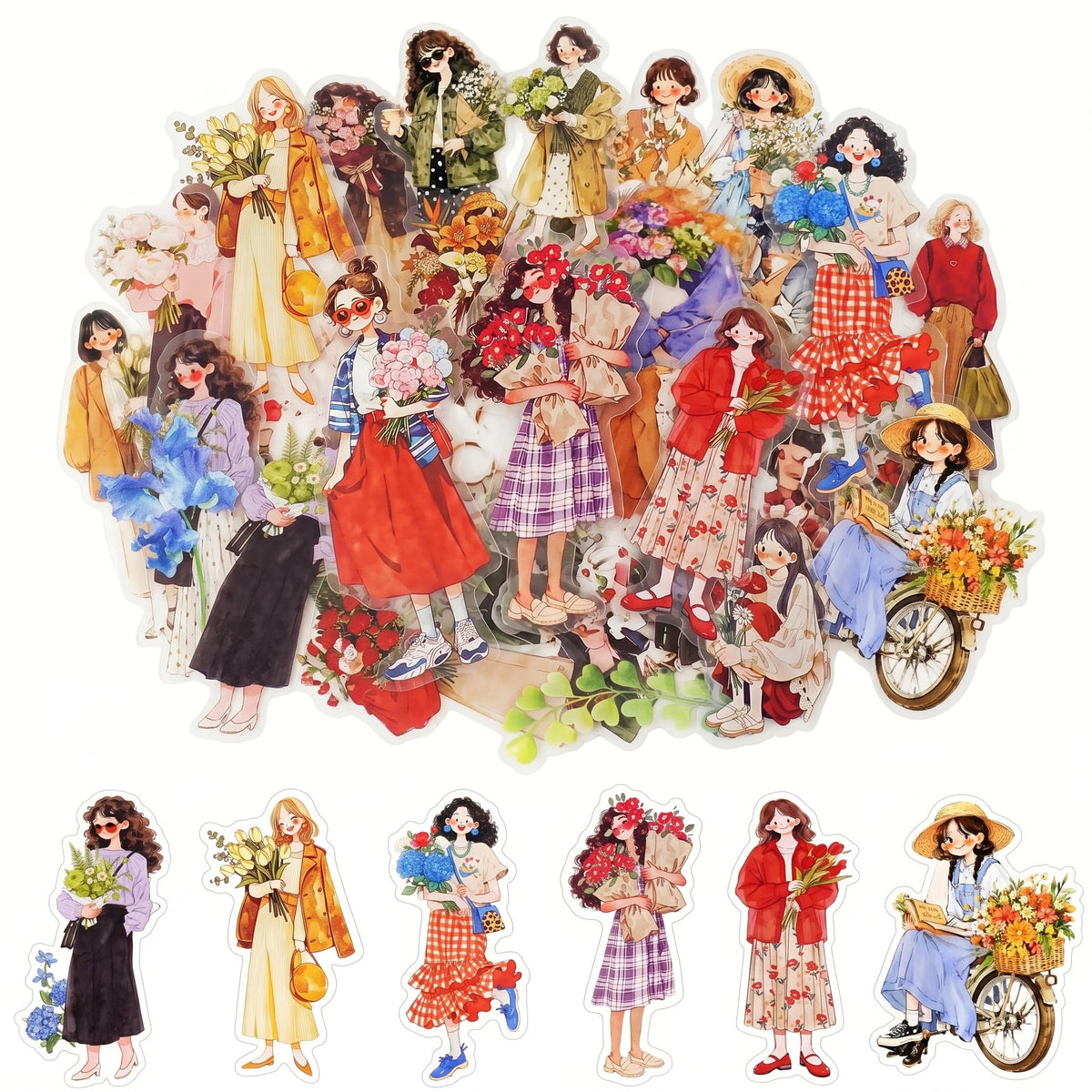 160Pcs Natural Flower Stickers for Scrapbooking,Self-Adhesive Transparent Flower Stickers Scrapbook Supplies Journaling Supplies for Adult Card Making Letters DIY Water Bottle Cards Decoration