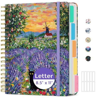 Taja Large Spiral Notebooks for Work 5 Subject with Removable Dividers