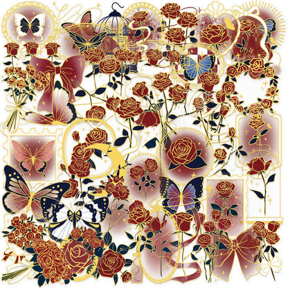 Transparent Flora Scrapbook Stickers Aesthetic Flowers Stickers(50)
