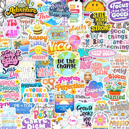 300PCS Affirmation Stickers by Puraesla - Holographic Motivational Sticker Pack, Positive Journal Encouraging Shiny Quotes for Kids, Teachers, Classroom, Waterproof Scrapbook Supplies