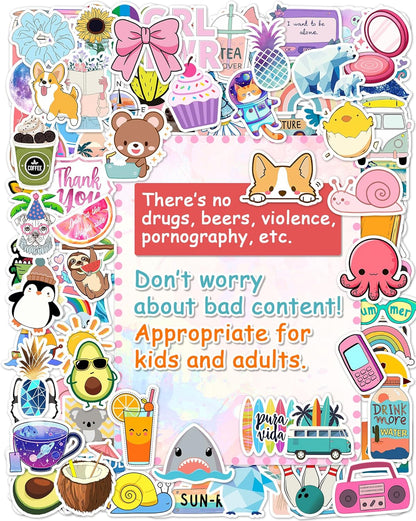 300 Pcs Stickers for Kids, Cute Vinyl Waterproof Stickers for Water Bottle