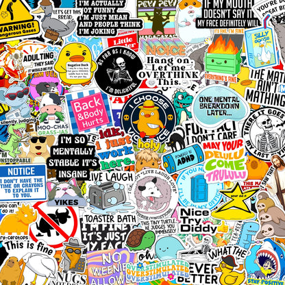 200 Pcs Funny Stickers for Adults (Dirty) by Puraesla - Meme Water Bottles Sticker Pack Waterproof Cool Accesory for Laptop, Hard Hats, Sarcastic, Scrapbooking Decals