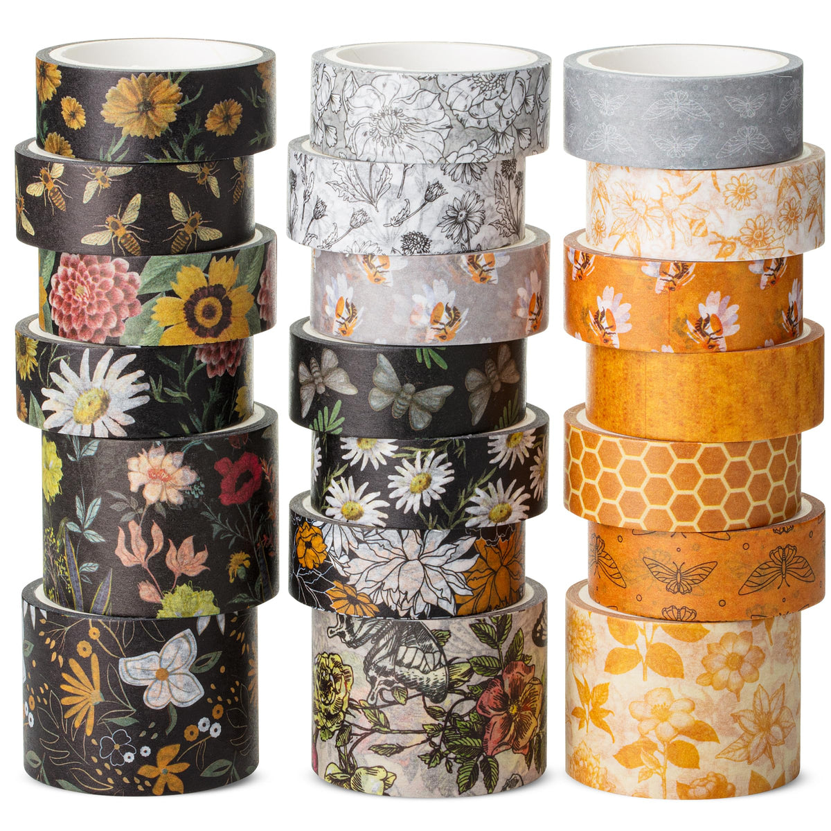 Mr. Pen- Washi Tape Set, 21 Rolls, Assorted Sizes, Floral