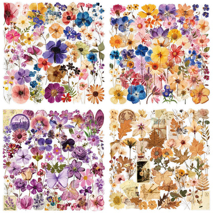 Transparent Flora Scrapbook Stickers Aesthetic Flowers Stickers(50)