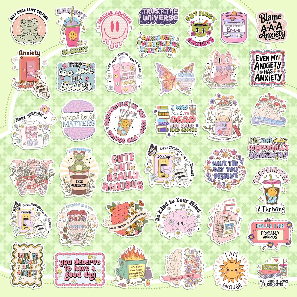 300 PCS Mental Health Stickers, Vinyl Therapy Stickers for Mental Health Journal, Positive Quote Decals for Adult, Therapist Gifts, Journals, Laptops, Water Bottles