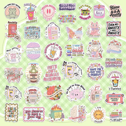 300 PCS Mental Health Stickers, Vinyl Therapy Stickers for Mental Health Journal, Positive Quote Decals for Adult, Therapist Gifts, Journals, Laptops, Water Bottles